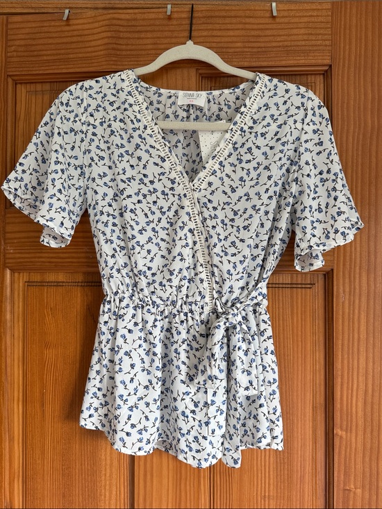 Sienna Sky Tops - Sienna Sky White Floral Wrap Blouse